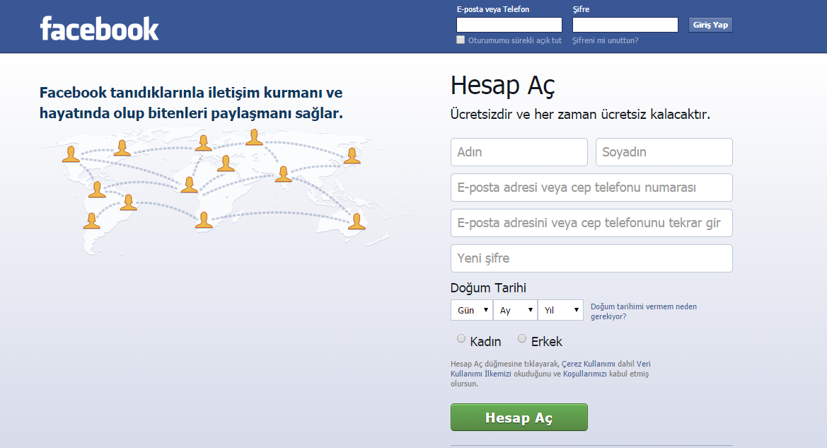 Facebook üyelik