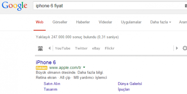 Apple adwords reklam örneği